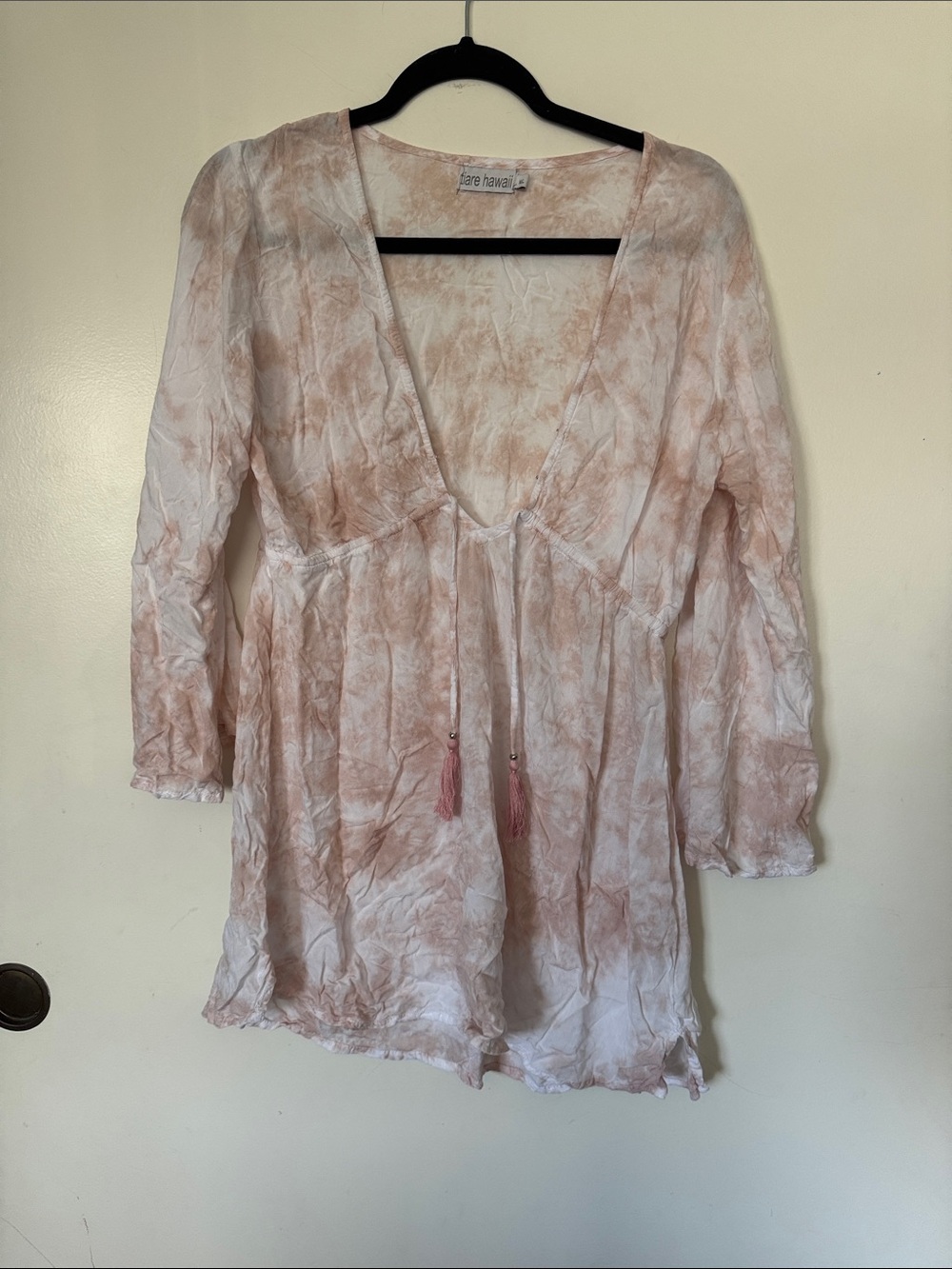 Tiare Hawaii Sheer Tie-Front Tunic in Soft Blush